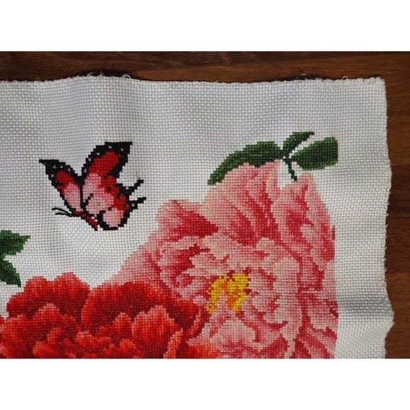 Chinese hand Floral Peony Tapestry embroidery Textile Panel 41 X 16 Colorful - Picture 10 of 15